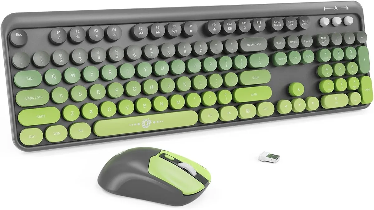 TUKO TUKO Wireless Keyboard and Mouse Combo 104 Keys Gray Green — product photo
