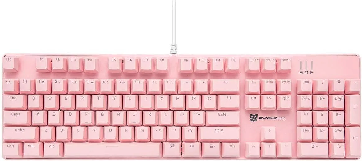 TUKO TUKO Full-Size Mechanical Gaming Keyboard Pink Blue Switch 104-Key US Layout Hot-Swappable LED Backlit — product photo