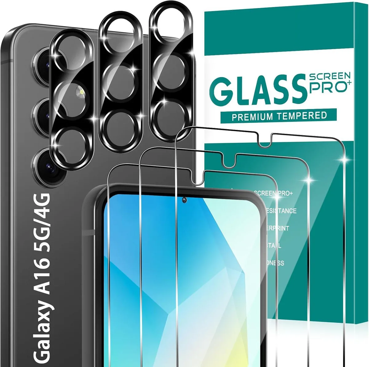 BONAEVER BONAEVER 3+3 Pack Glass Screen Protector for Samsung Galaxy A16 6.6 inch — product photo