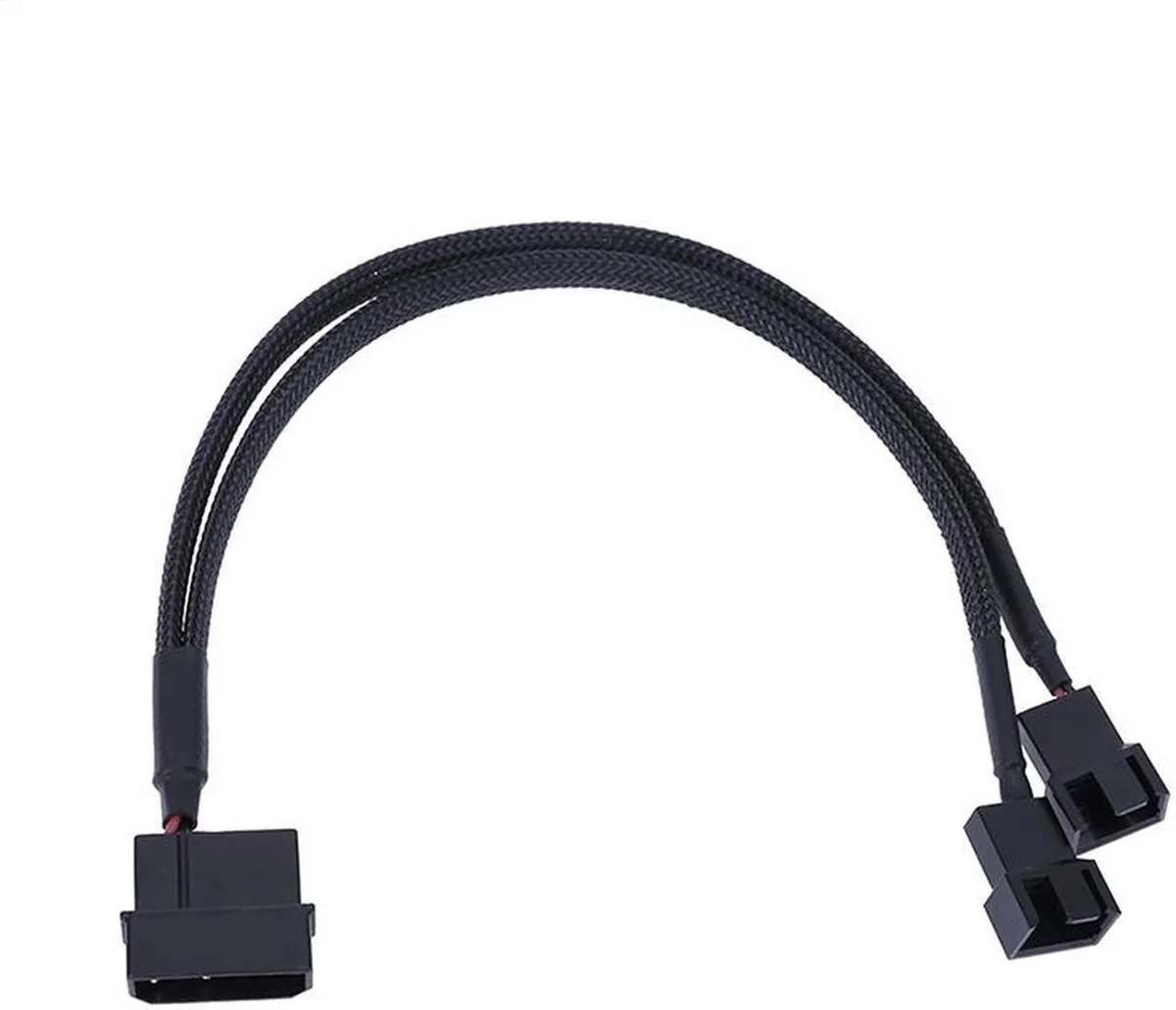 Vszerda Vszerda 10 inch Black Sleeved Molex to Dual 3Pin/4Pin Fan Power Cable — product photo