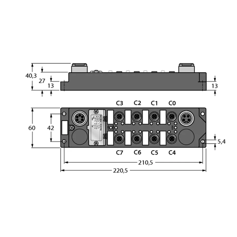 Turck Turck FDNP-S0808G-WW 8 PNP Inputs 8 Outputs 0.5A IP67 DeviceNet I/O Module — product photo
