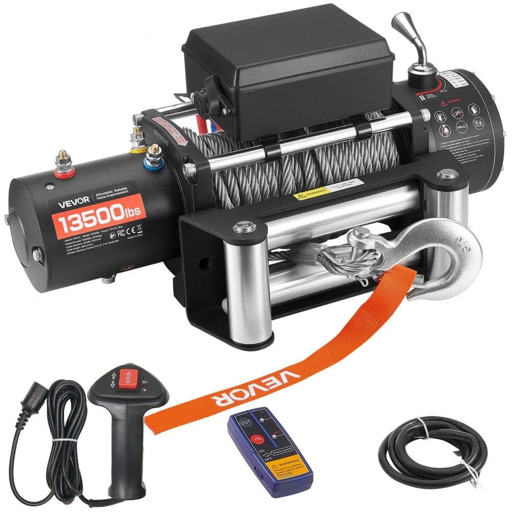 VEVOR VEVOR Electric Winch 13500 lbs 12V DC 3/8 in 80 ft Steel Rope Wireless Wired Remote IP55 — product photo