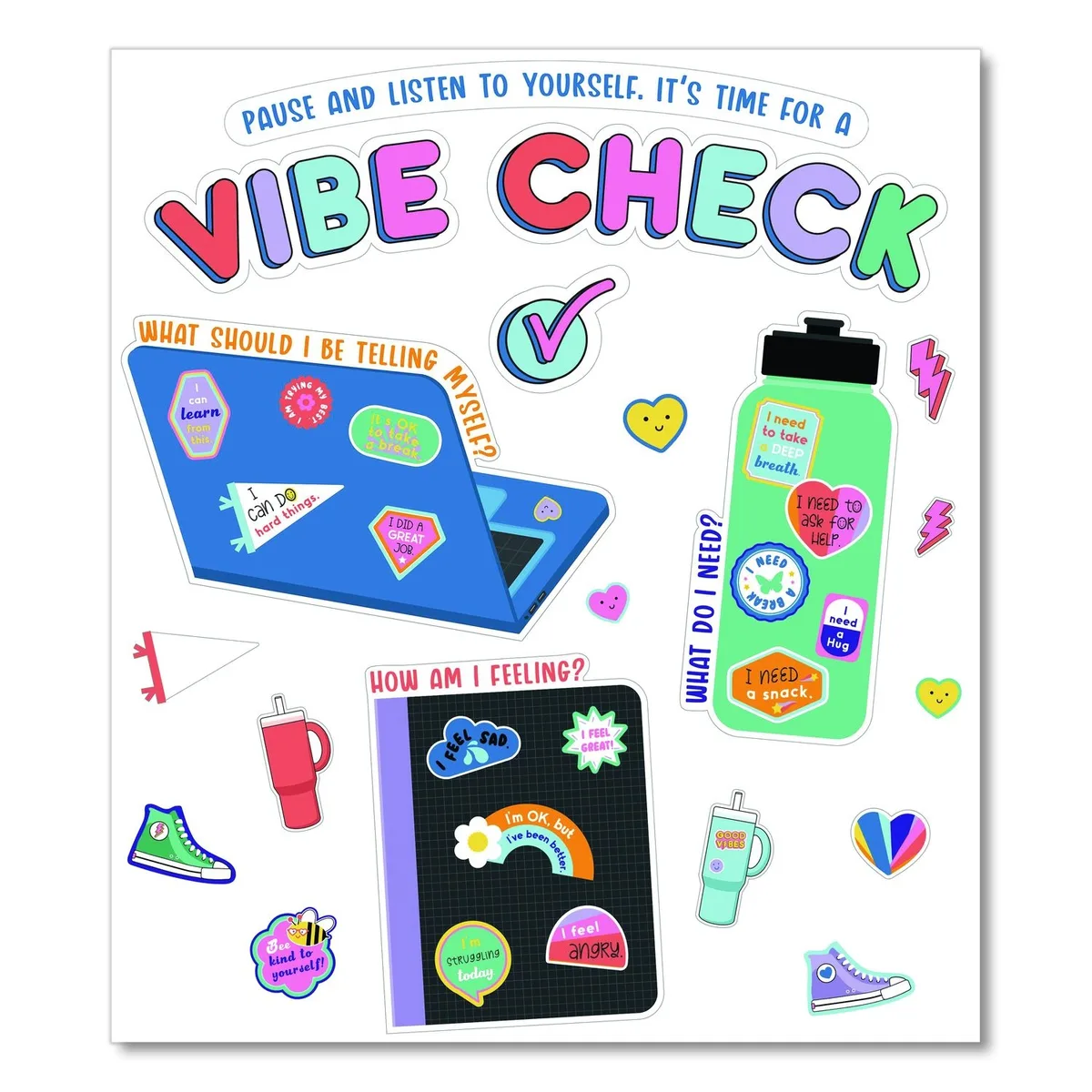 Carson-Dellosa Publishing Carson-Dellosa Publishing Decorative Bulletin Board Set 51-Piece Vibe Check 14.1" x 17.9" Multicolor 110584 — product photo