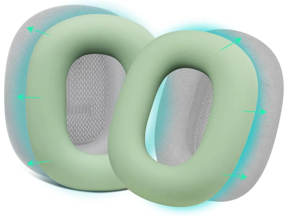 Green silicone ear-pad covers for AirPods Max headphones