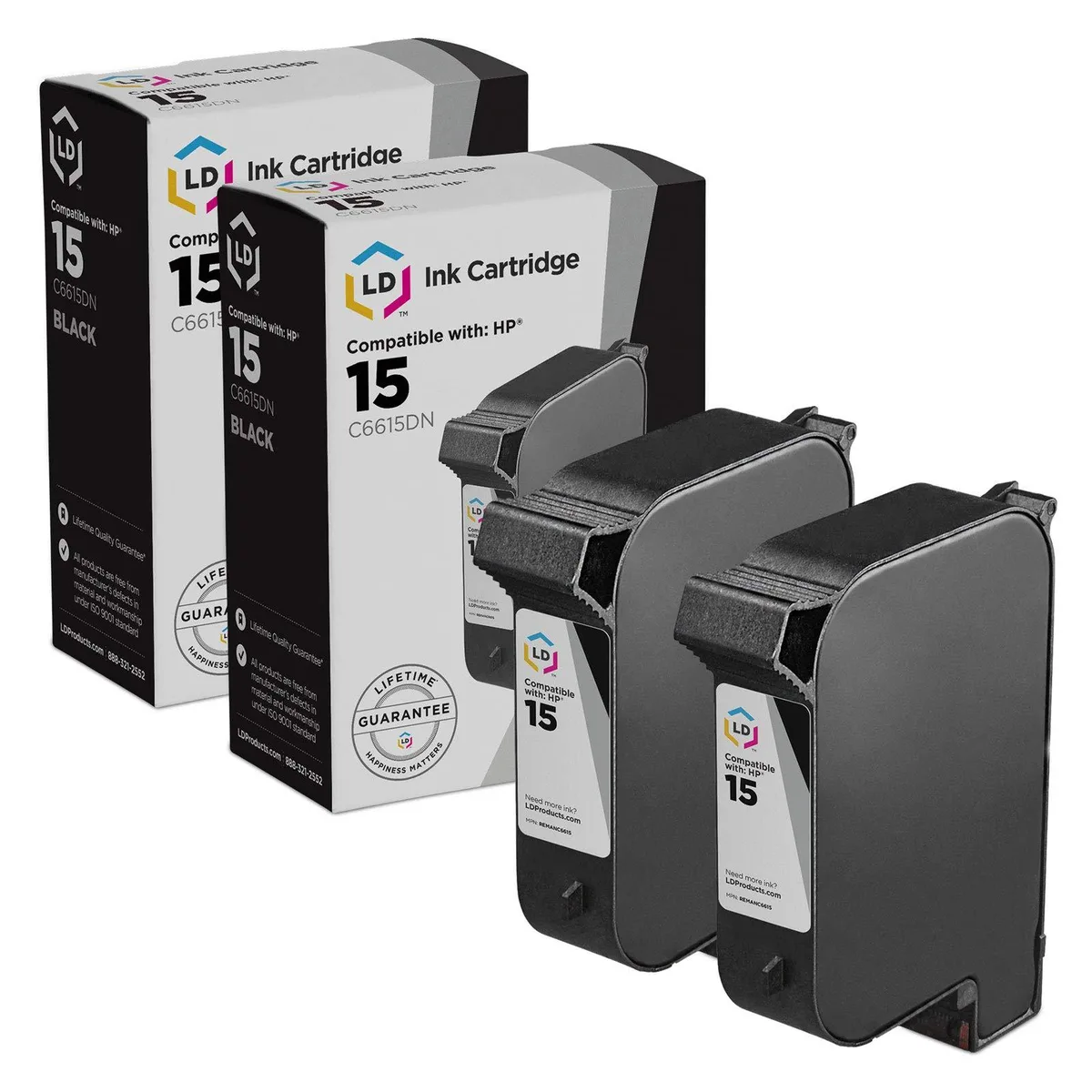 LD Products LD Products HP 15 / C6615DN Black Ink Cartridge 2-Pack — product photo