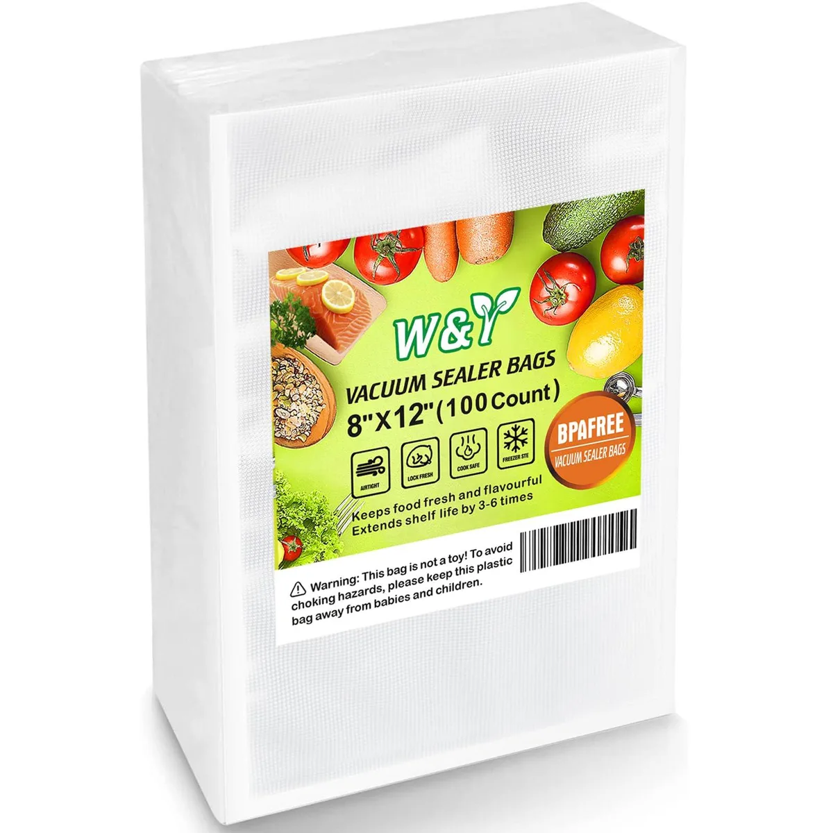  W&amp;Y Vacuum Sealer Bags 8"x12" 100 Count — product photo