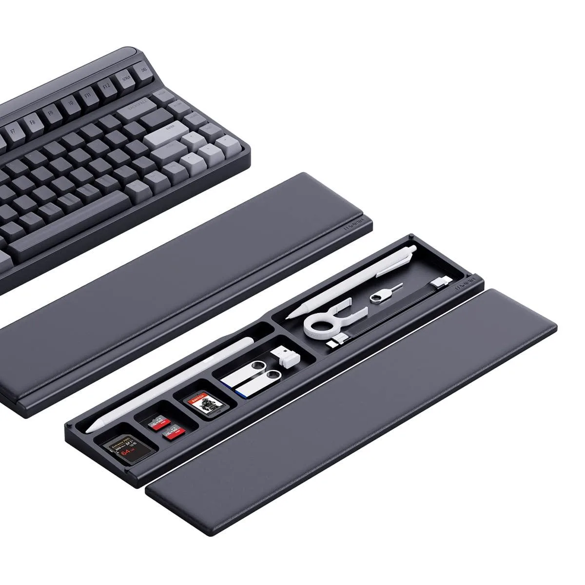  Hagibis JPT02 wrist rest pad with storage case, black 35.82 x 7.88 x 2.54 cm — product photo
