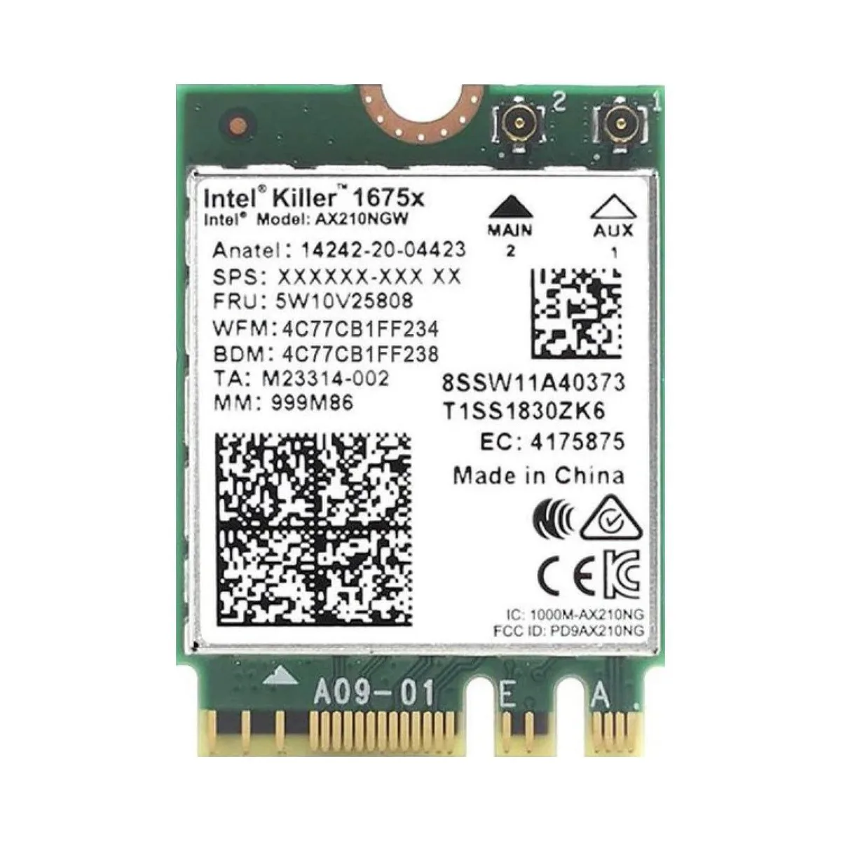 Intel Intel Killer Wi-Fi 6E AX1675x Tri Band AX210 M.2 2230 Bluetooth 5.3 Wi-Fi adapter — product photo