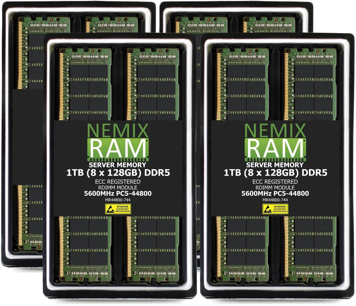 NEMIX RAM NEMIX RAM 1TB 8×128GB DDR5 5600 CL46 4Rx4 ECC RDIMM Dell PowerEdge XE9780L/XE9785L memory upgrade — product photo