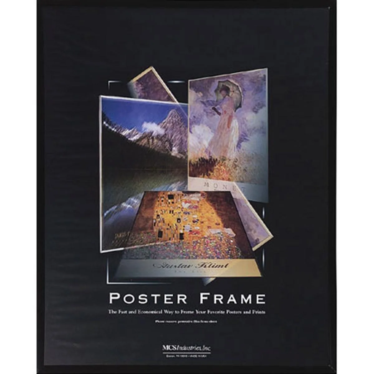 Black plastic poster frame for 24x30 inch photos with corrugated back