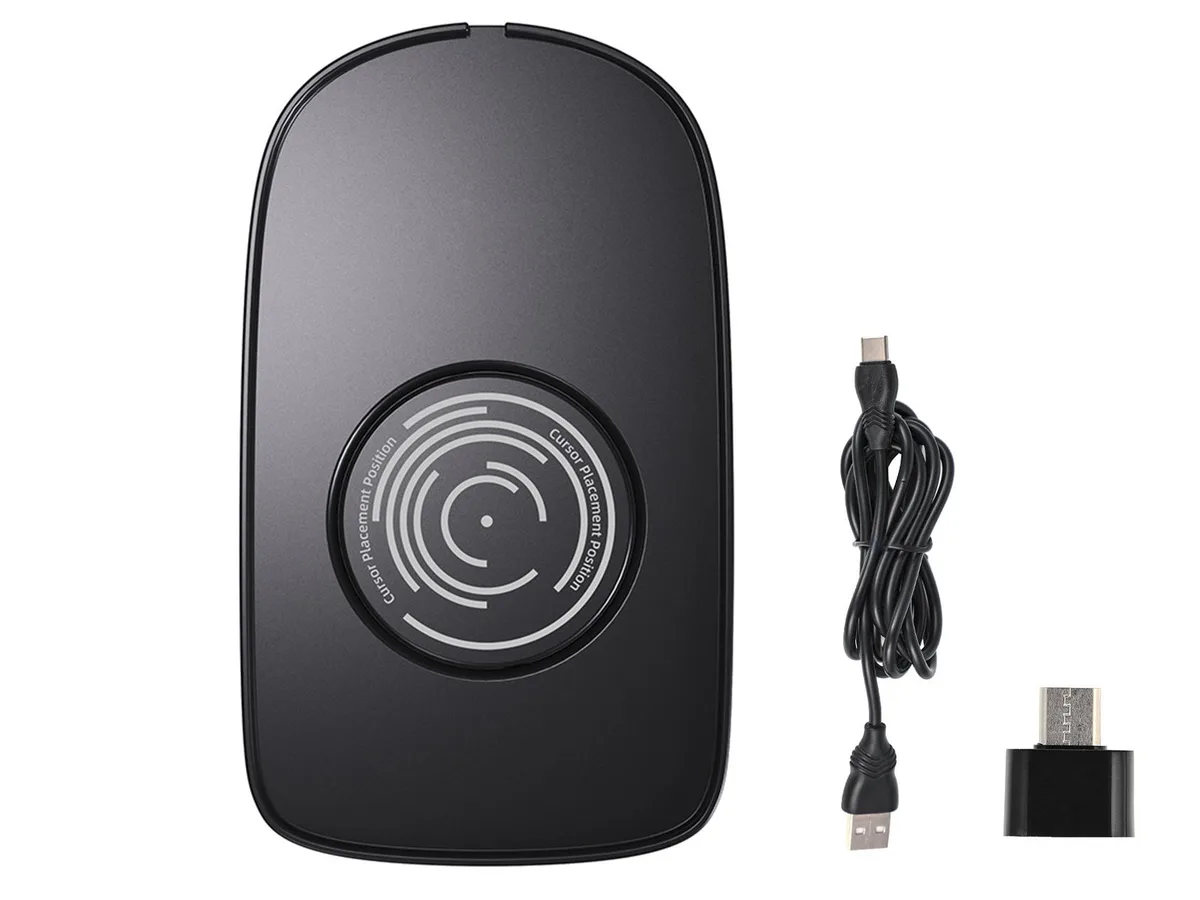Black USB mouse jiggler with spinning wheel and switch button