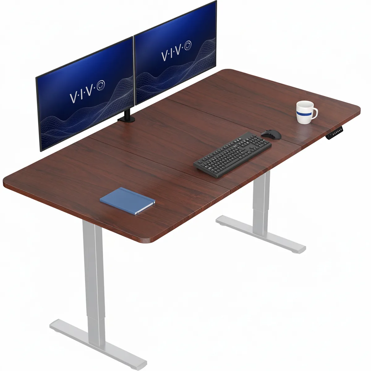 VIVO VIVO Electric 71 x 36 Desk Dark Walnut Gray Frame — product photo