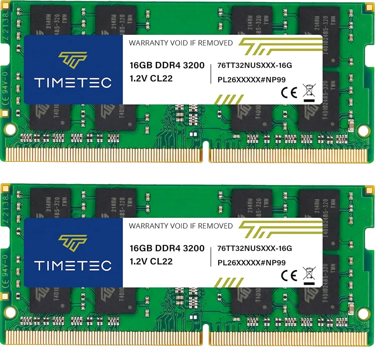 Timetec Timetec 32GB Kit (2x16GB) DDR4 3200MHz CL22 SODIMM Laptop RAM — product photo