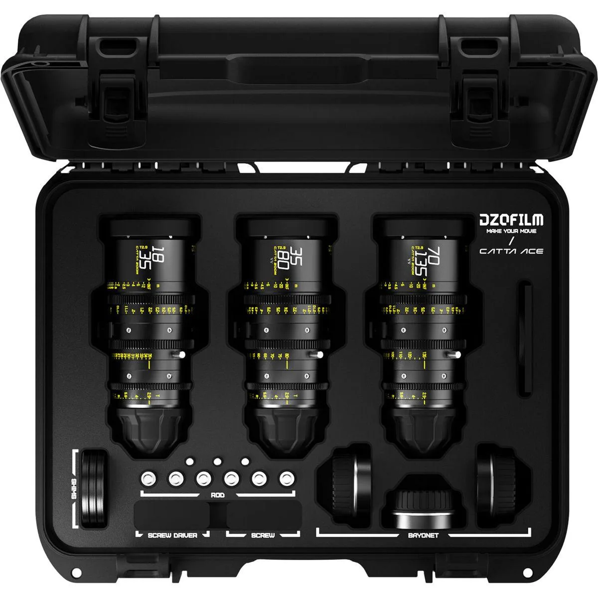 DZOFILM DZOFILM Catta Zoom FF 18-35mm 35-80mm 70-135mm T2.9 Cine 3-Lens Kit Sony E Black — product photo