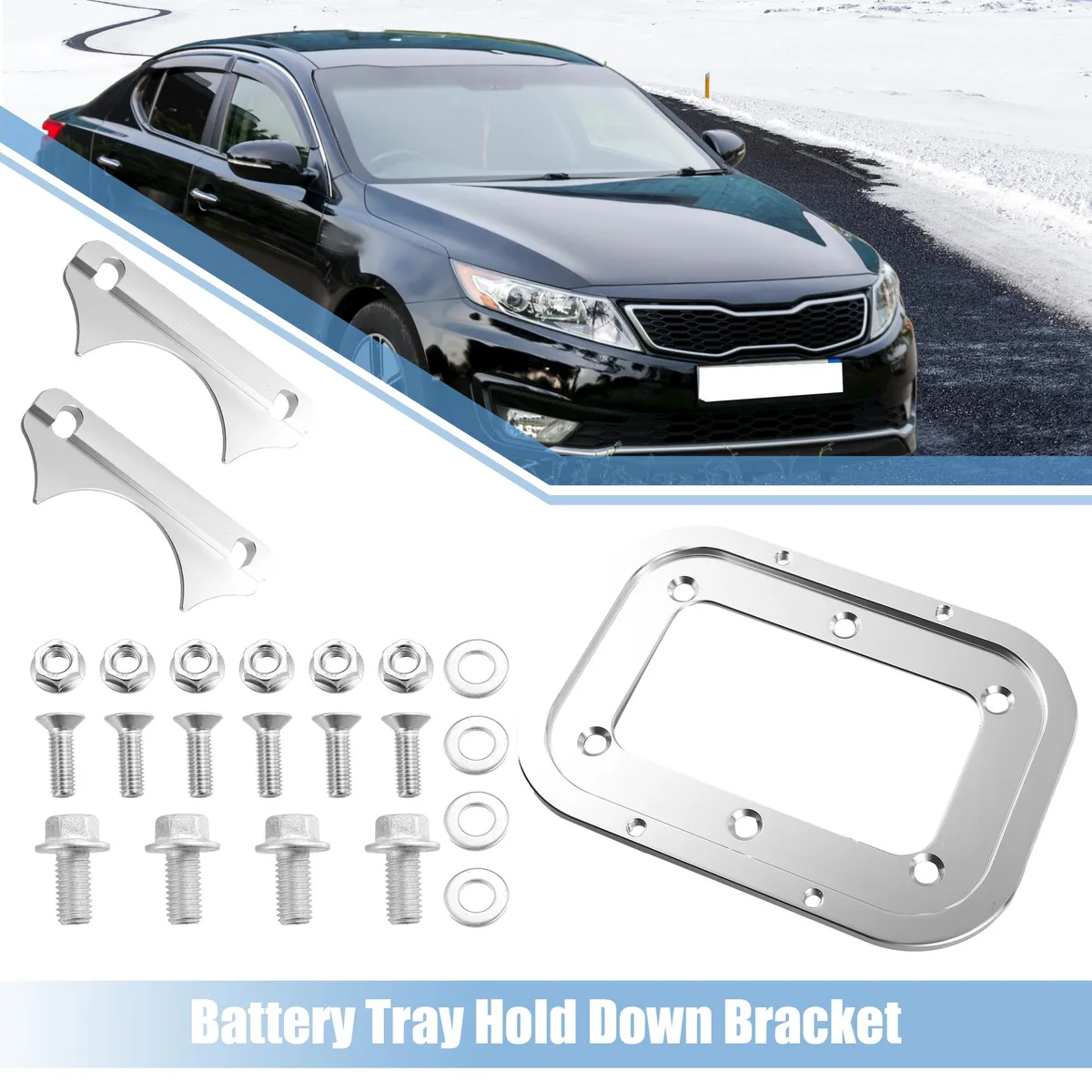 Unique-Bargains Unique-Bargains Billet Aluminum Battery Tray for Optima 34 34/78 D34 34M D34M — product photo