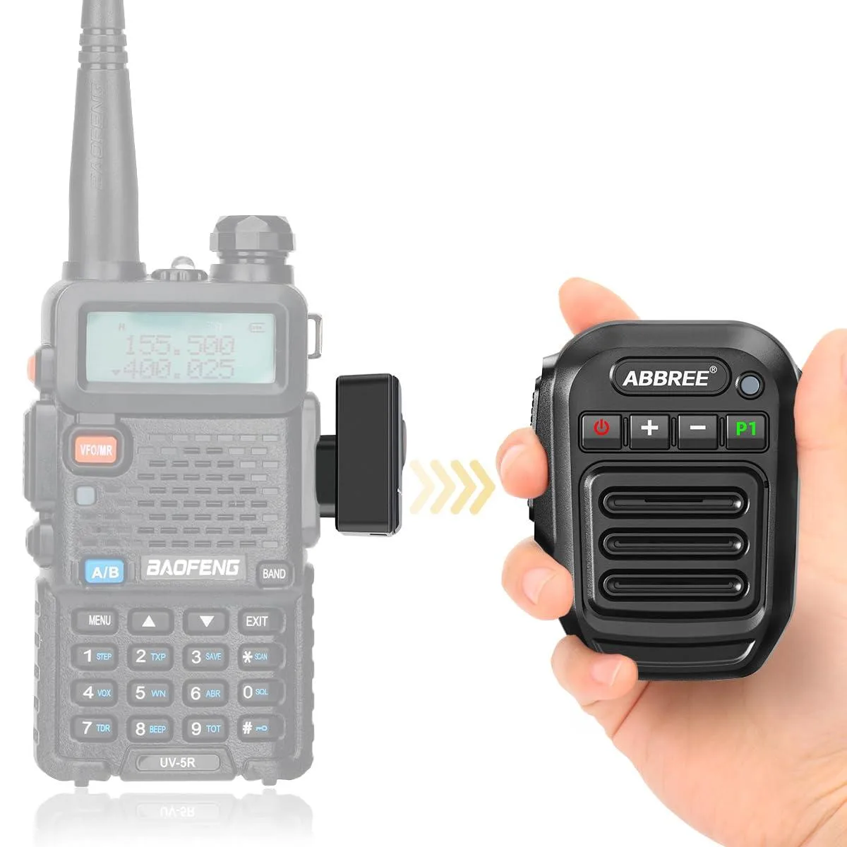 Black wireless speaker mic with 360 rotating clip and 3.5mm jack