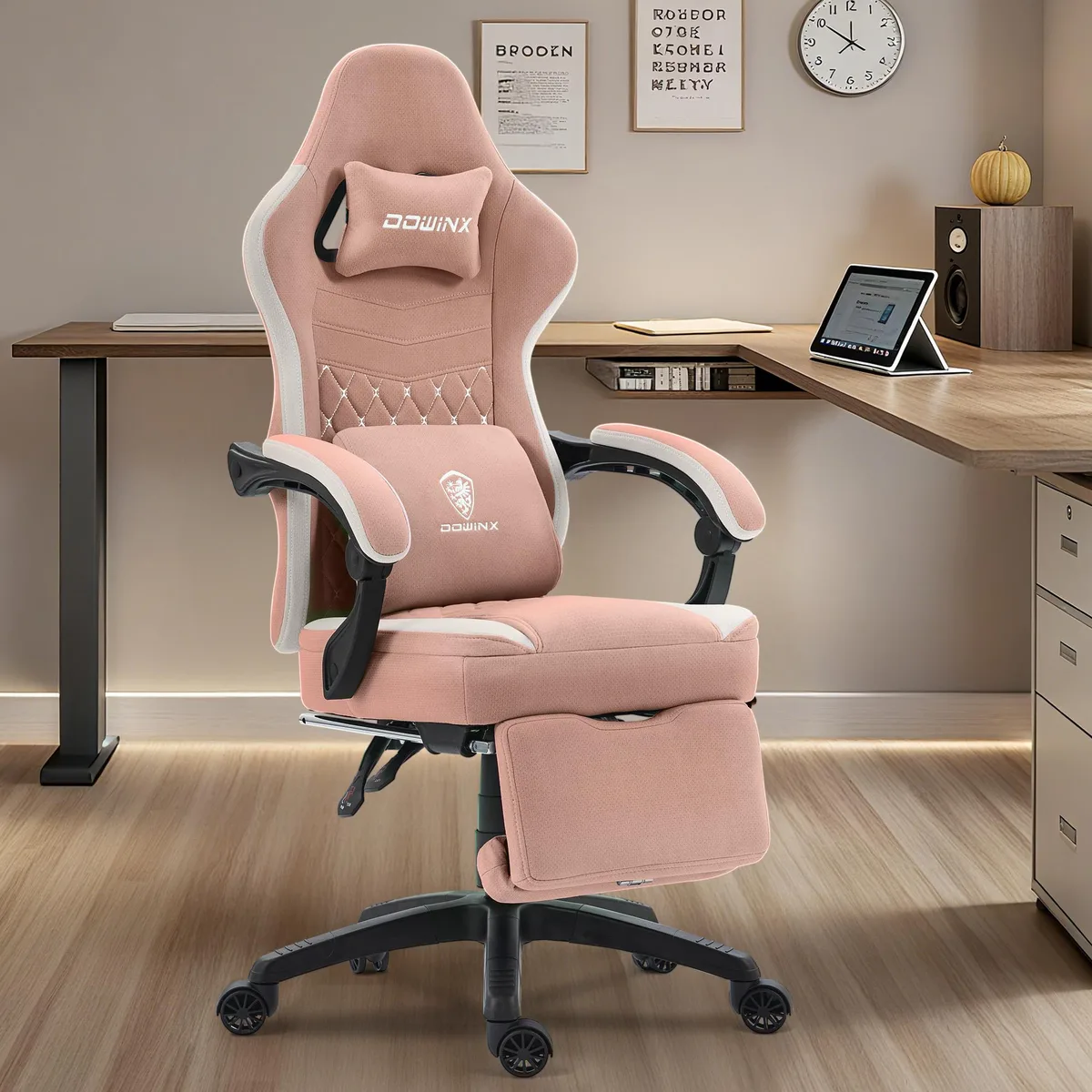 Dowinx Dowinx LS-6657E Gaming Chair Pink 135° Dual Footrest 350 lb — product photo