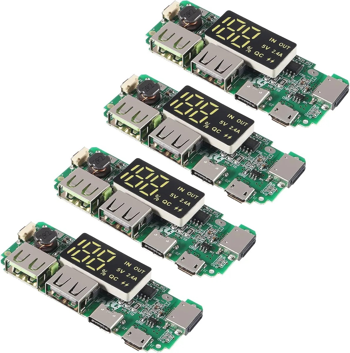 GCON GCON 18650 Charging Board Dual USB 5V 2.4A 4pcs — product photo