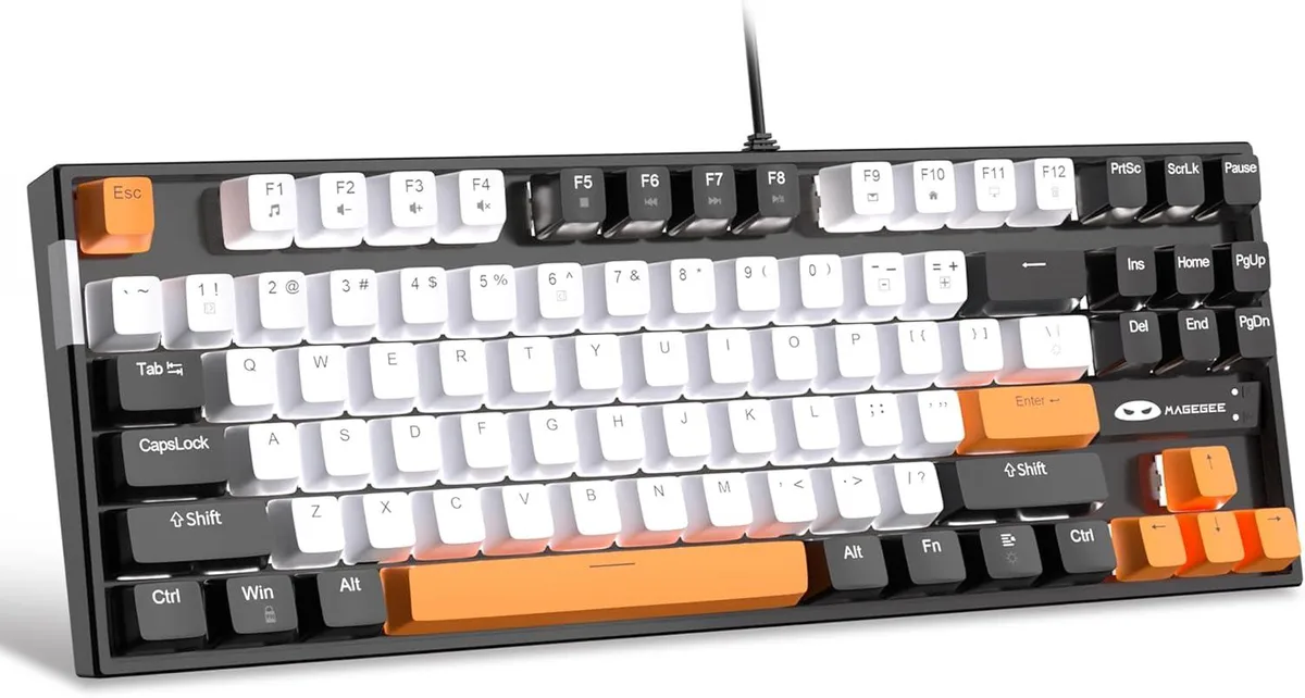 TUKO TUKO 75% Mechanical Gaming Keyboard Yellow Switch White LED 87 Keys White/Black — product photo