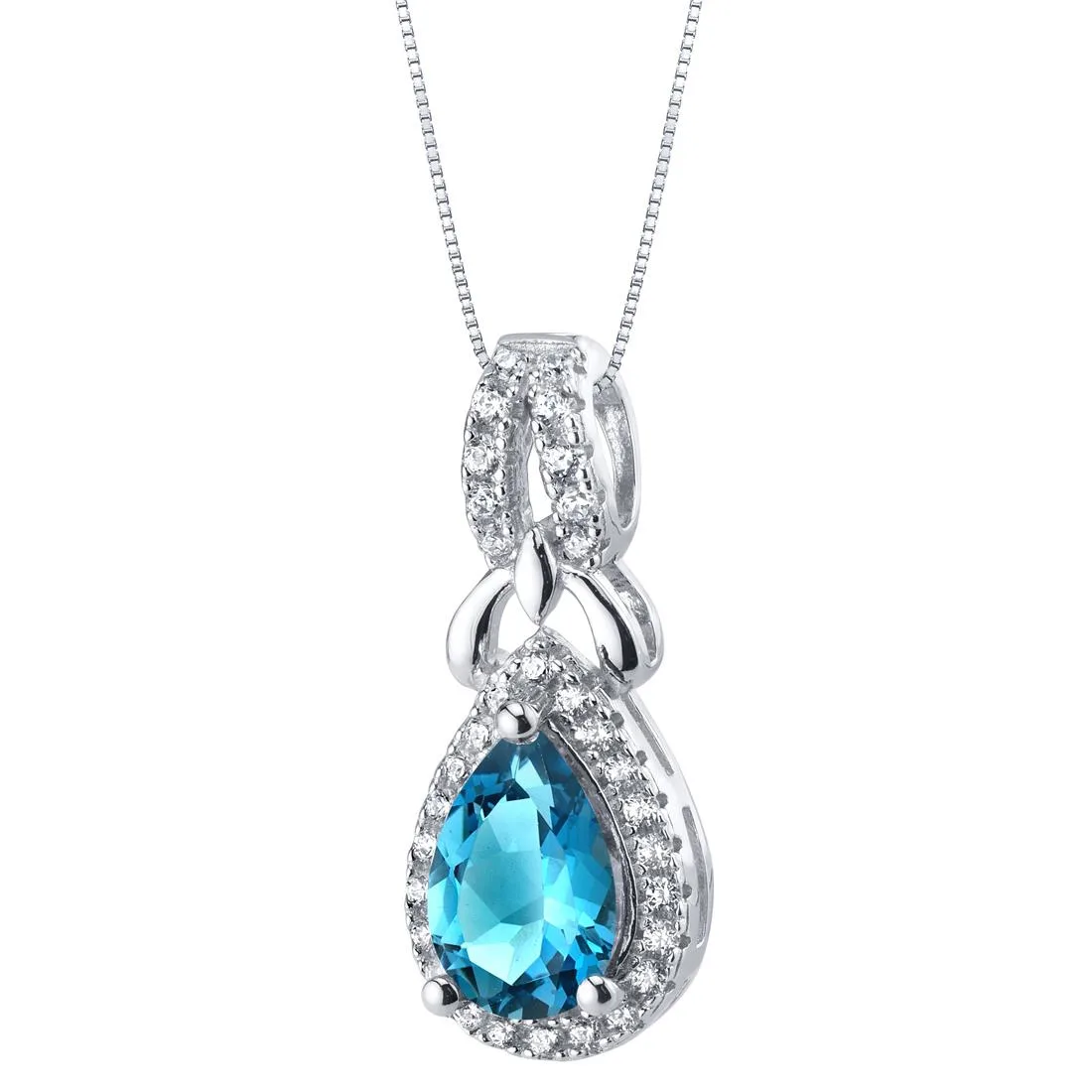 Oravo Oravo London Blue Topaz Sterling Silver Halo Pendant Necklace 18" 1.5ct — product photo