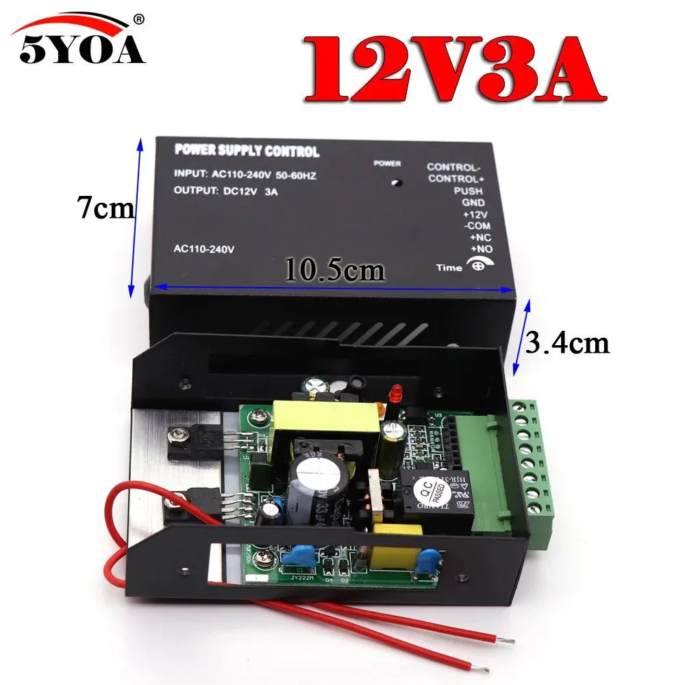 Black metal box with cable terminals and status LEDs