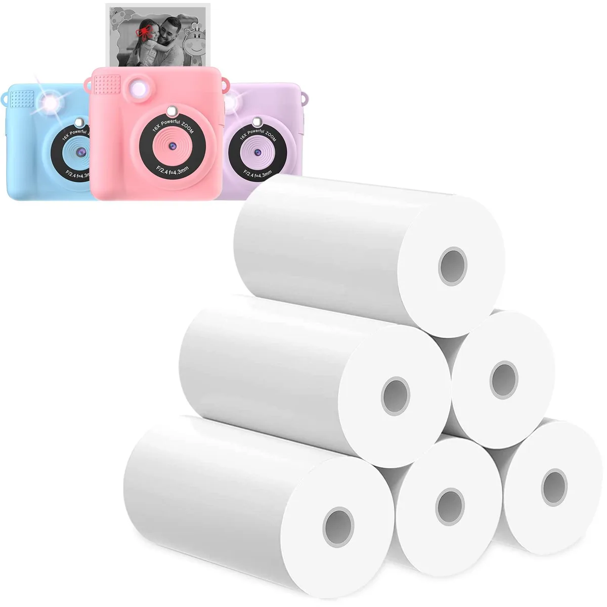 Six rolls of glossy thermal paper, 4 by 2.2 inches, 744 sheets total