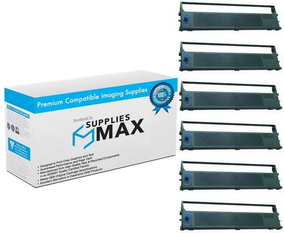 SuppliesMax SuppliesMax Black Printer Ribbon 6-pack Okidata 43571801 — product photo