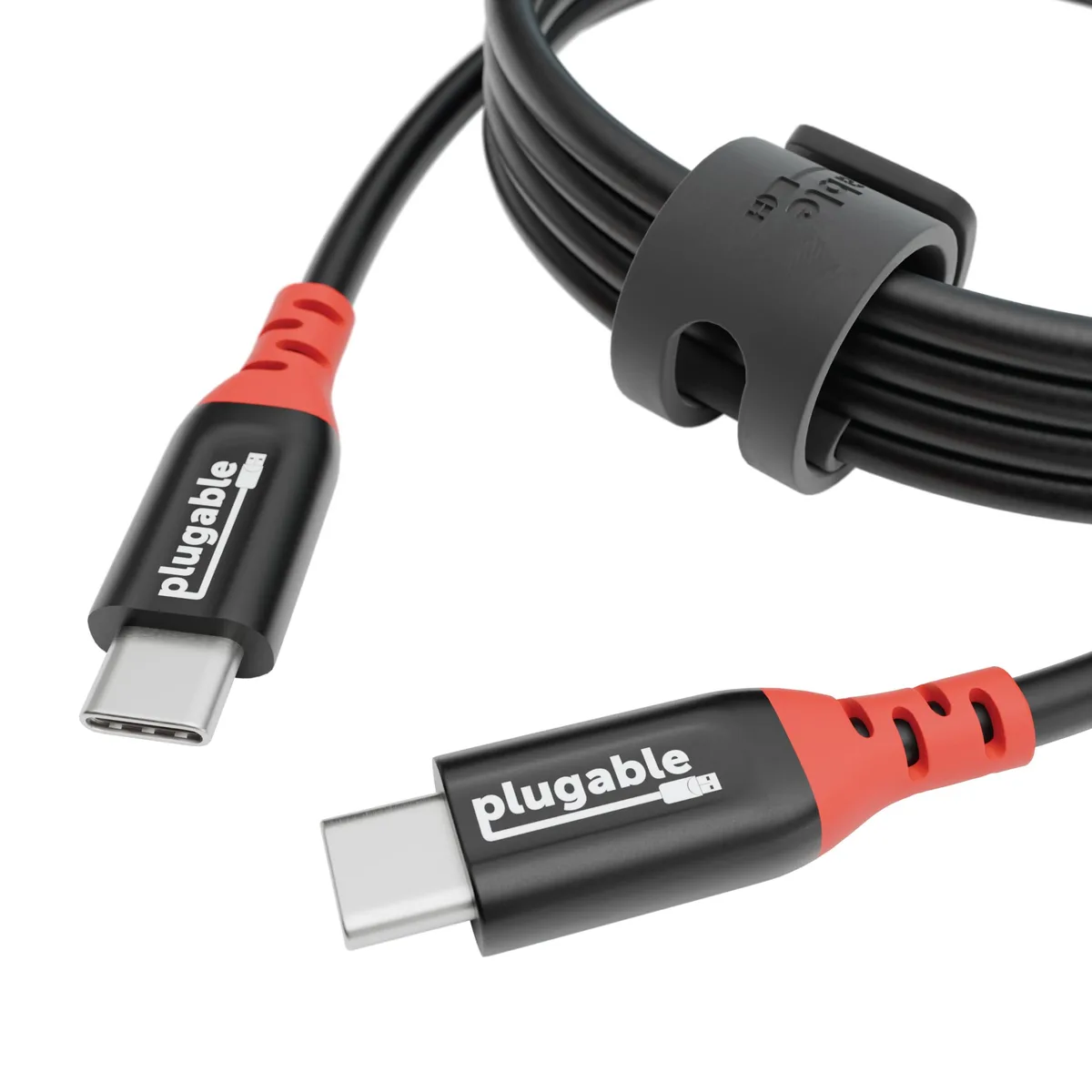 Black and red USB-C to USB-C charge-only cable 2m 240W