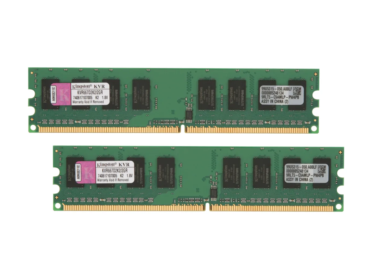 Kingston Technology Corp. Kingston Technology Corp. KVR667D2K2/2GR 2GB (2 x 1GB) DDR2 667 desktop RAM — product photo
