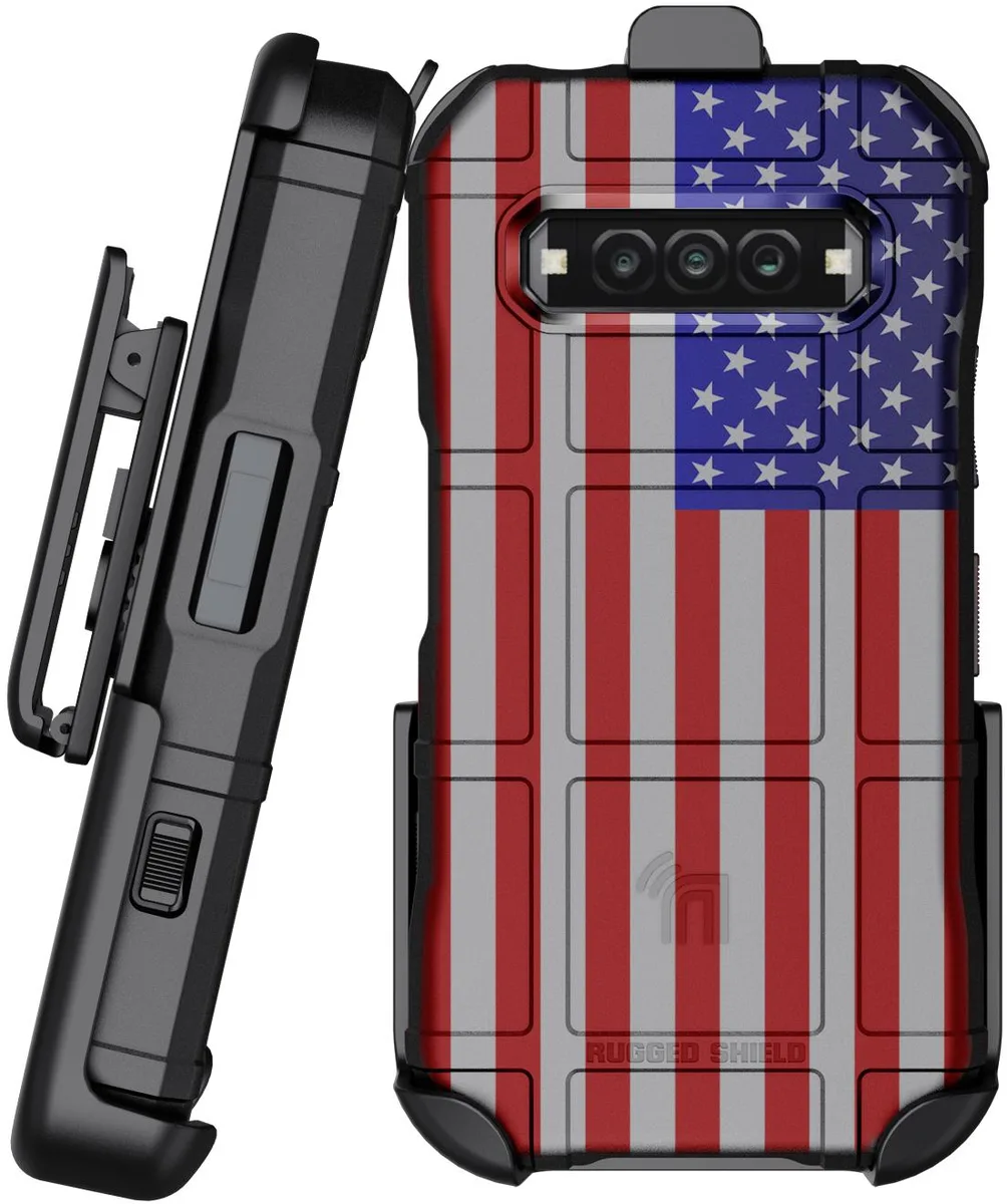 Nakedcellphone Nakedcellphone Special Ops Rugged Case &amp; Belt Clip Kyocera DuraForce Pro 3 USA Flag — product photo
