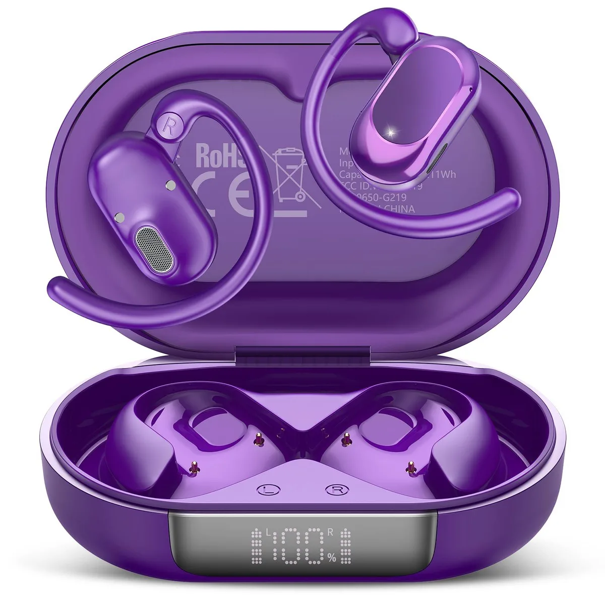  AOTONOK G219 Open Ear Headphones Purple Bluetooth 5.4 14.2mm 8h 10m IPX7 — product photo