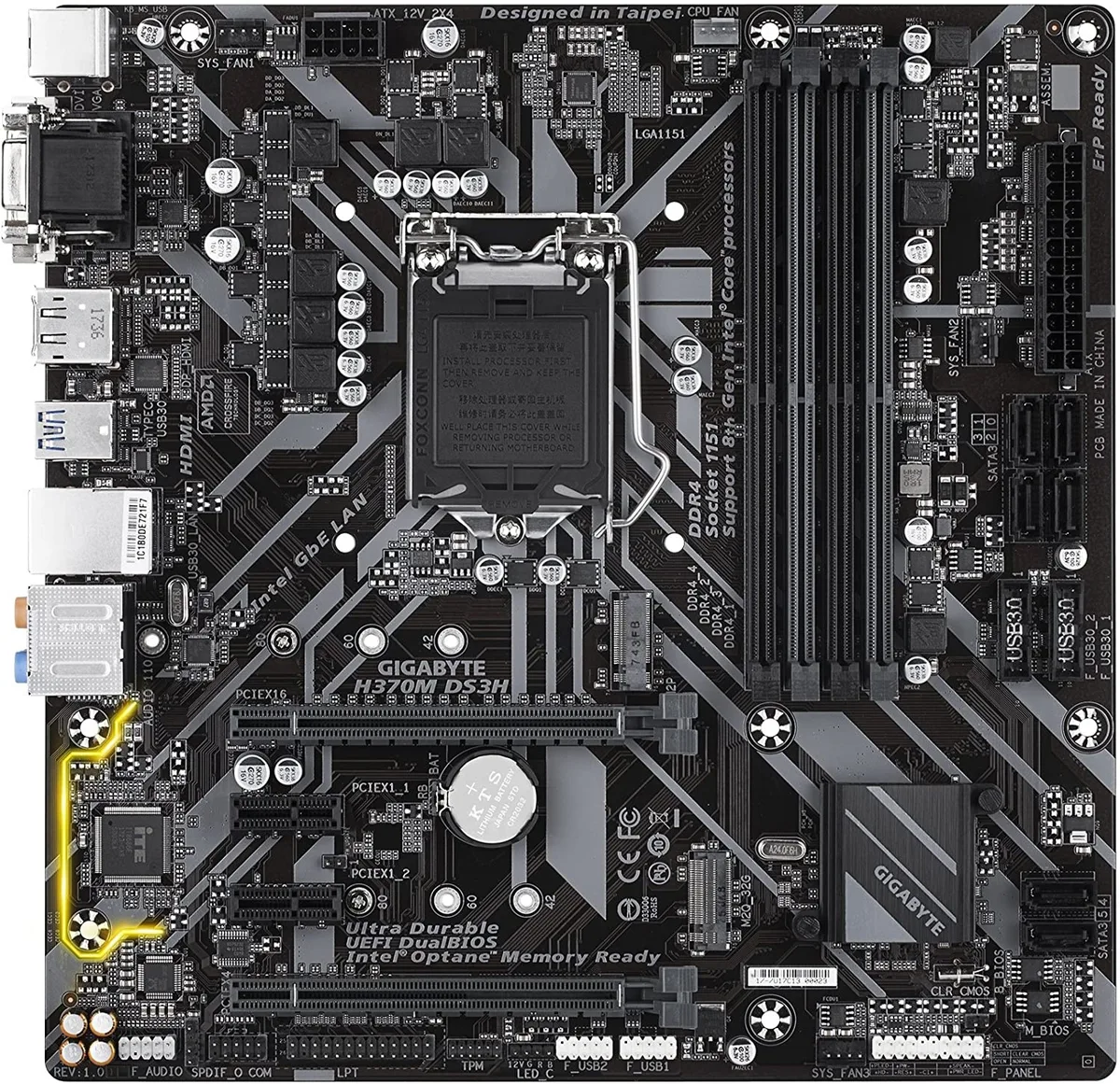 GIGABYTE GIGABYTE H370M DS3H Intel H370 LGA 1151 Micro ATX motherboard — product photo
