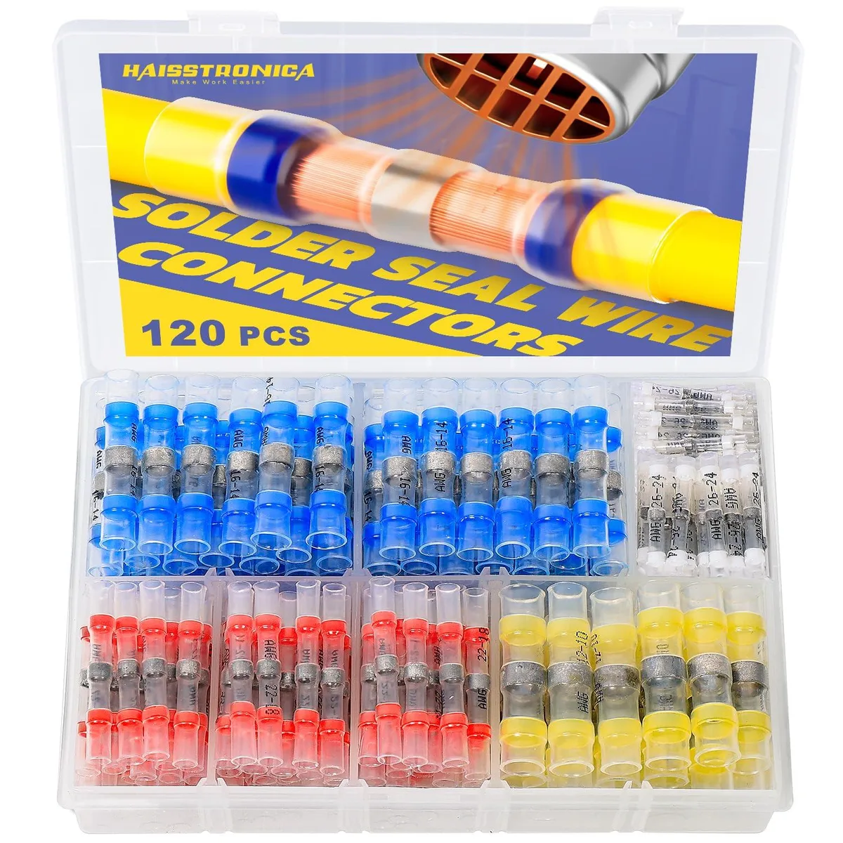 Haisstronica 120PCS Solder Seal Wire Cap Connectors Black — product photo