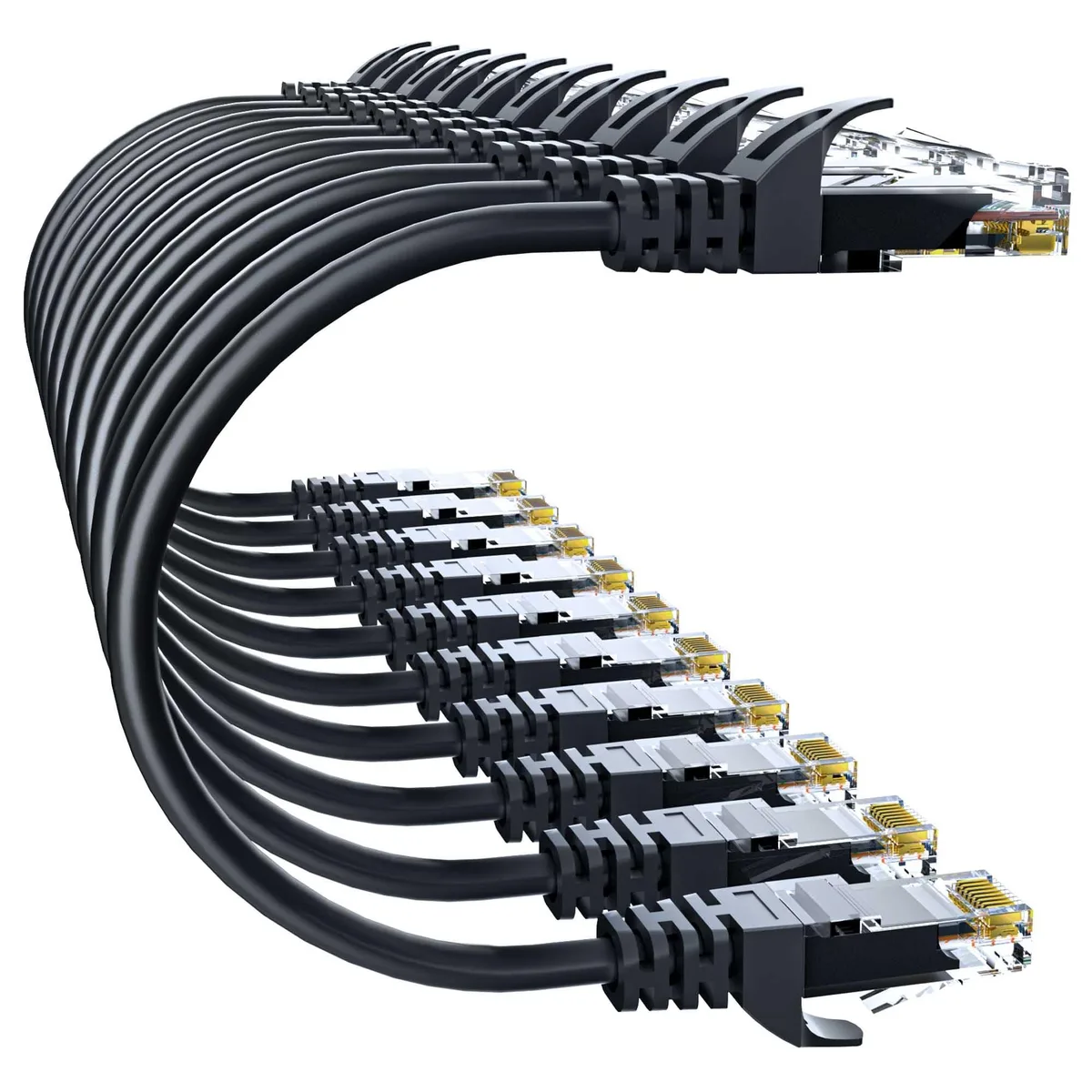  10Gsupxsel Cat 6 Ethernet Cable 5FT 10Pack Black — product photo