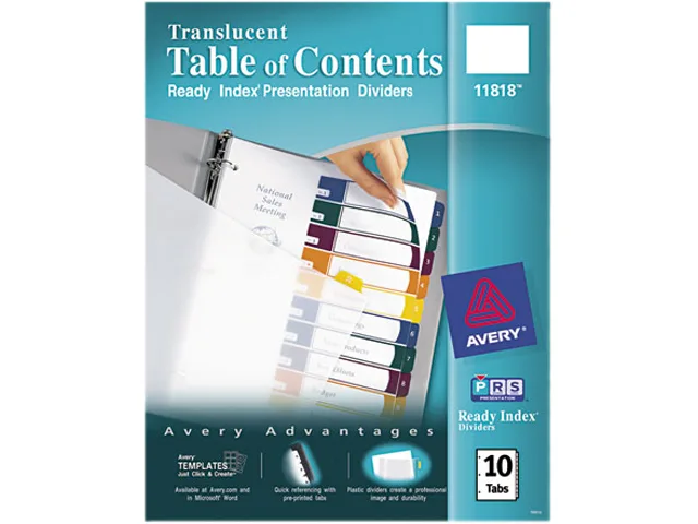 Avery Avery 11818 card filing dividers 10-tab letter assorted 10-set — product photo