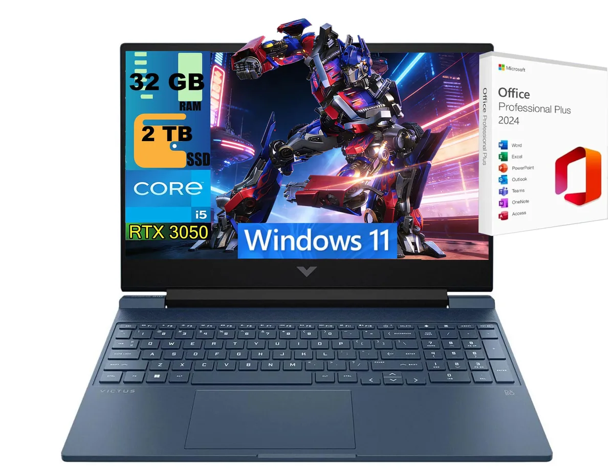 HP HP Victus 15 gaming laptop Blue i5-12450H RTX 3050 32GB 2TB — product photo