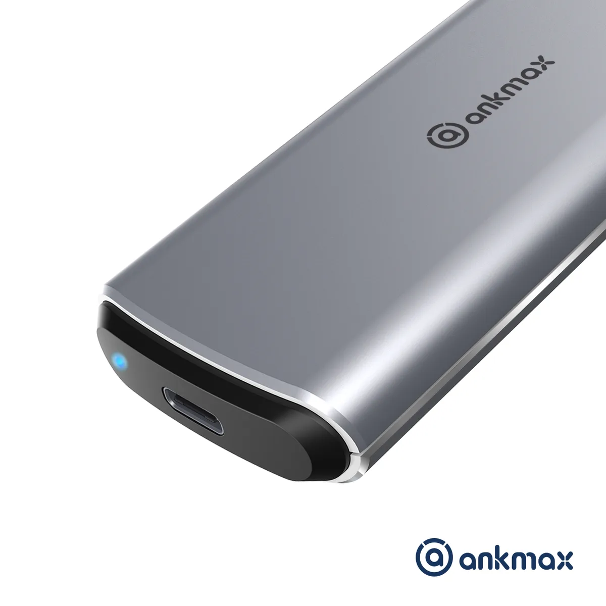 Space Gray aluminum M.2 NVMe SATA enclosure with USB-C port