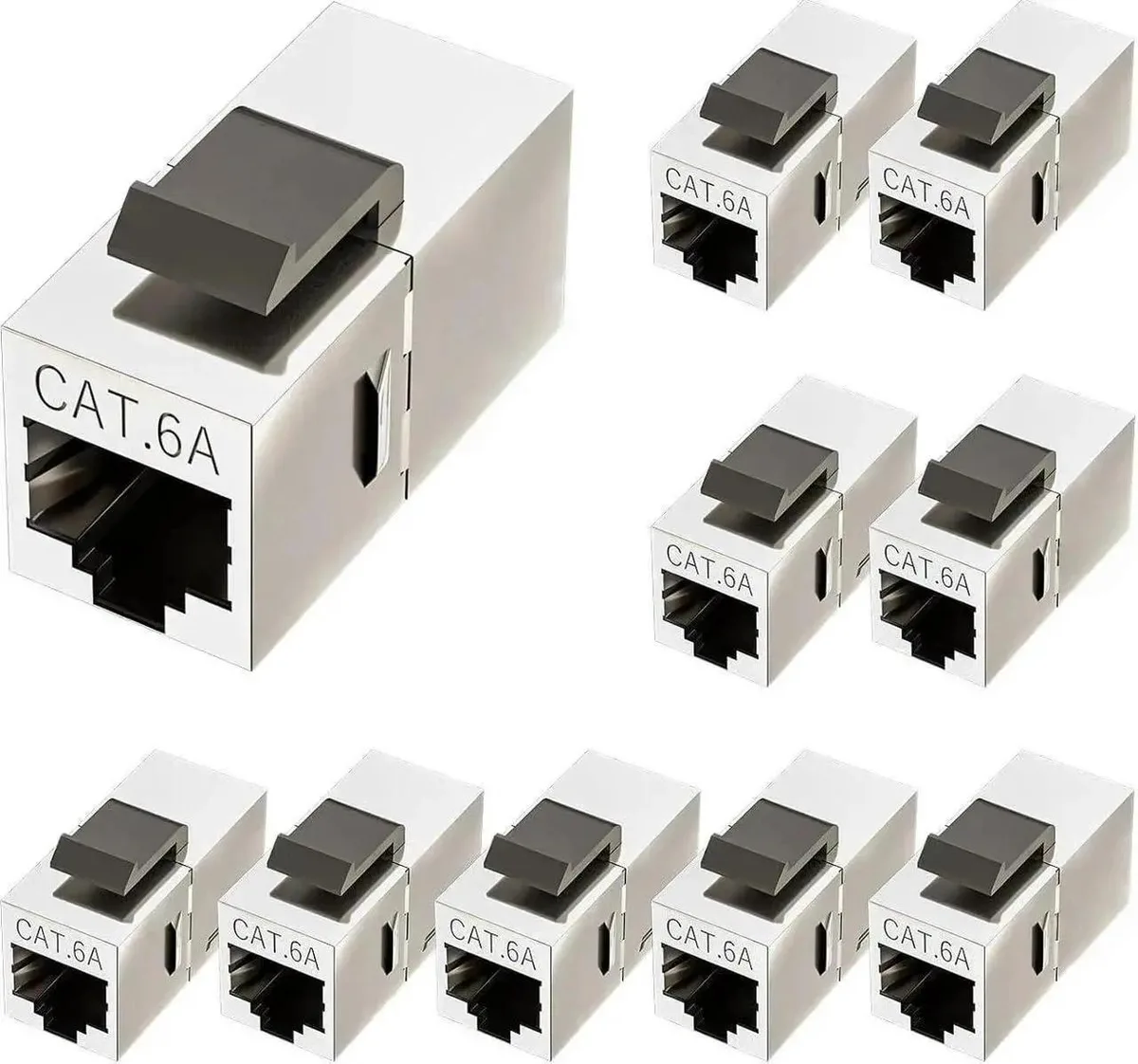 Ten silver shielded keystone couplers with gold-plated contacts