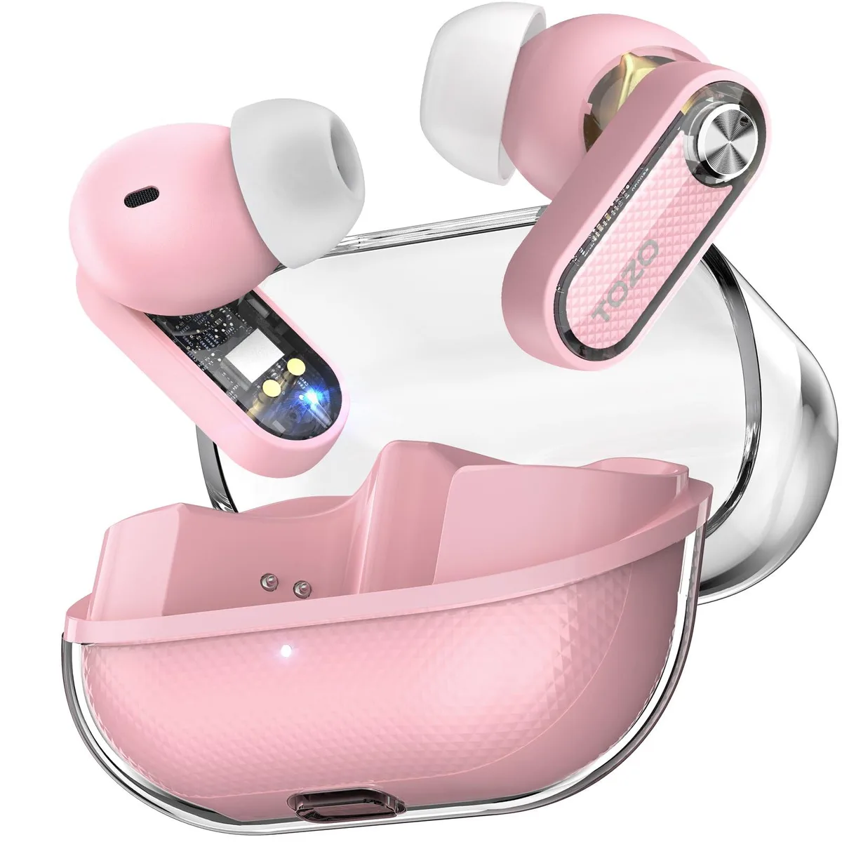 TOZO Store TOZO Store Crystal Pods Wireless Earbuds Hybrid ANC Bluetooth 5.4 Pink — product photo