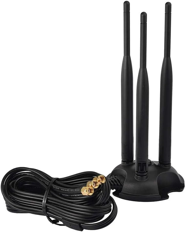 PISKEKAT PISKEKAT Triple RP-SMA WiFi Antenna 2.4/5GHz 6.5 Ft Cable — product photo