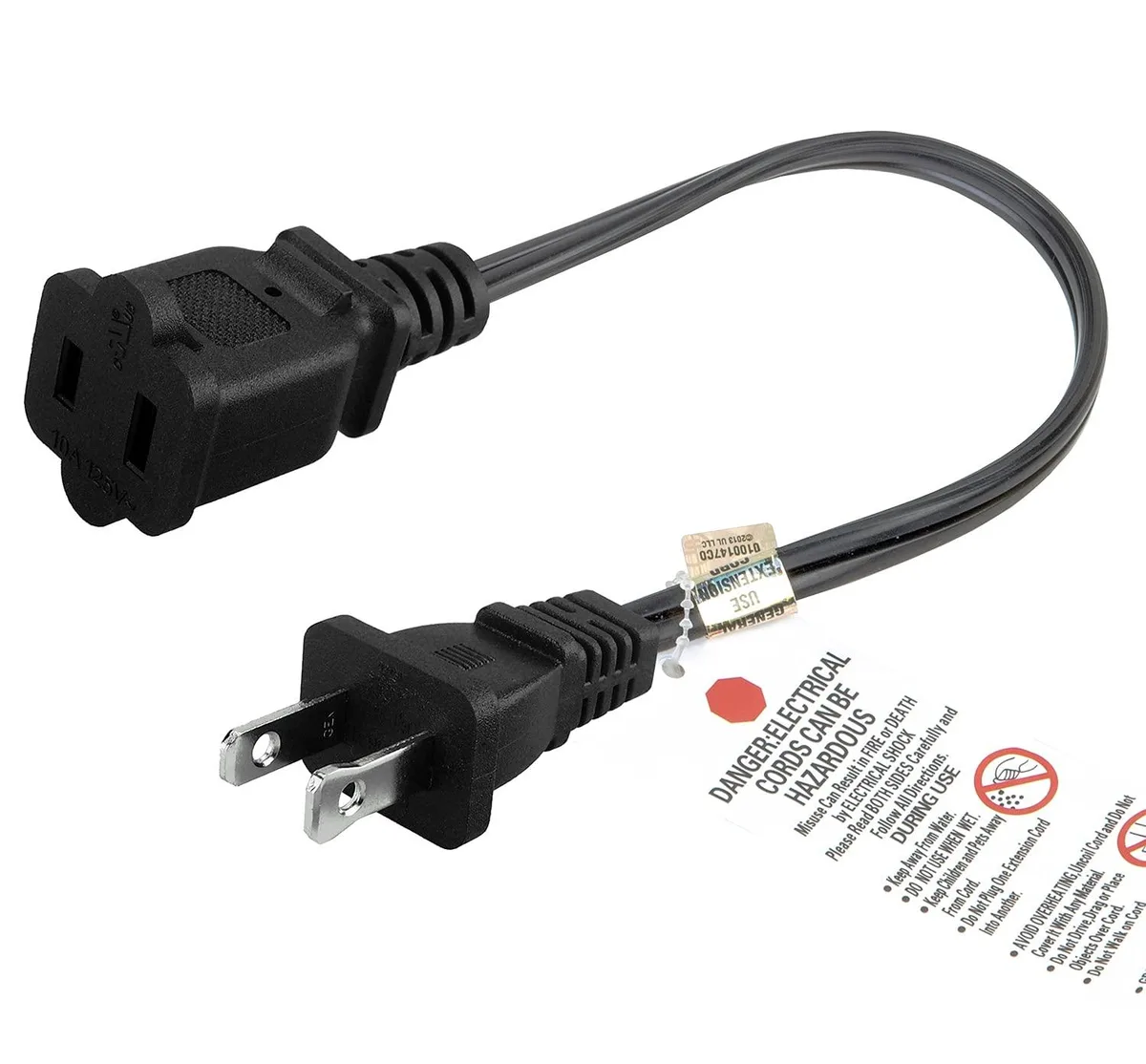  Plugrand WA-001 1 ft 18 AWG 10 A 125 V polarized power extension cord — product photo