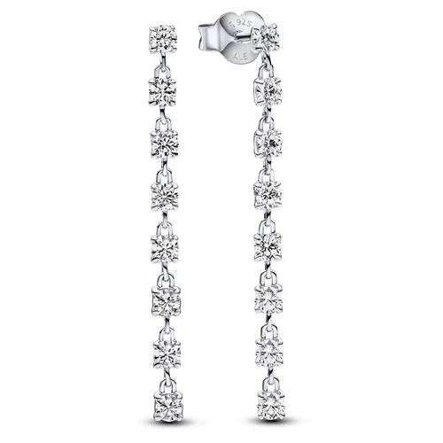 PANDORA PANDORA Sparkling Eight Stones Drop Earrings Sterling Silver 8 CZ Stones Pair — product photo
