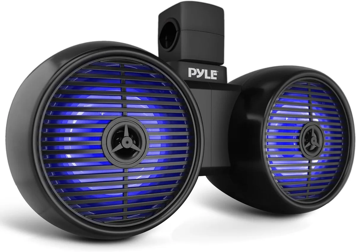 Pyle Pyle PLMRWK61BK 6.5" Marine Wakeboard Speakers with LED Lights, Black — product photo
