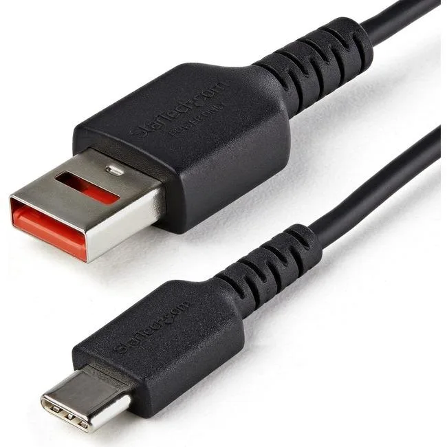 Black USB-A to USB-C data blocker cable, 3ft TPE jacket, nickel connectors