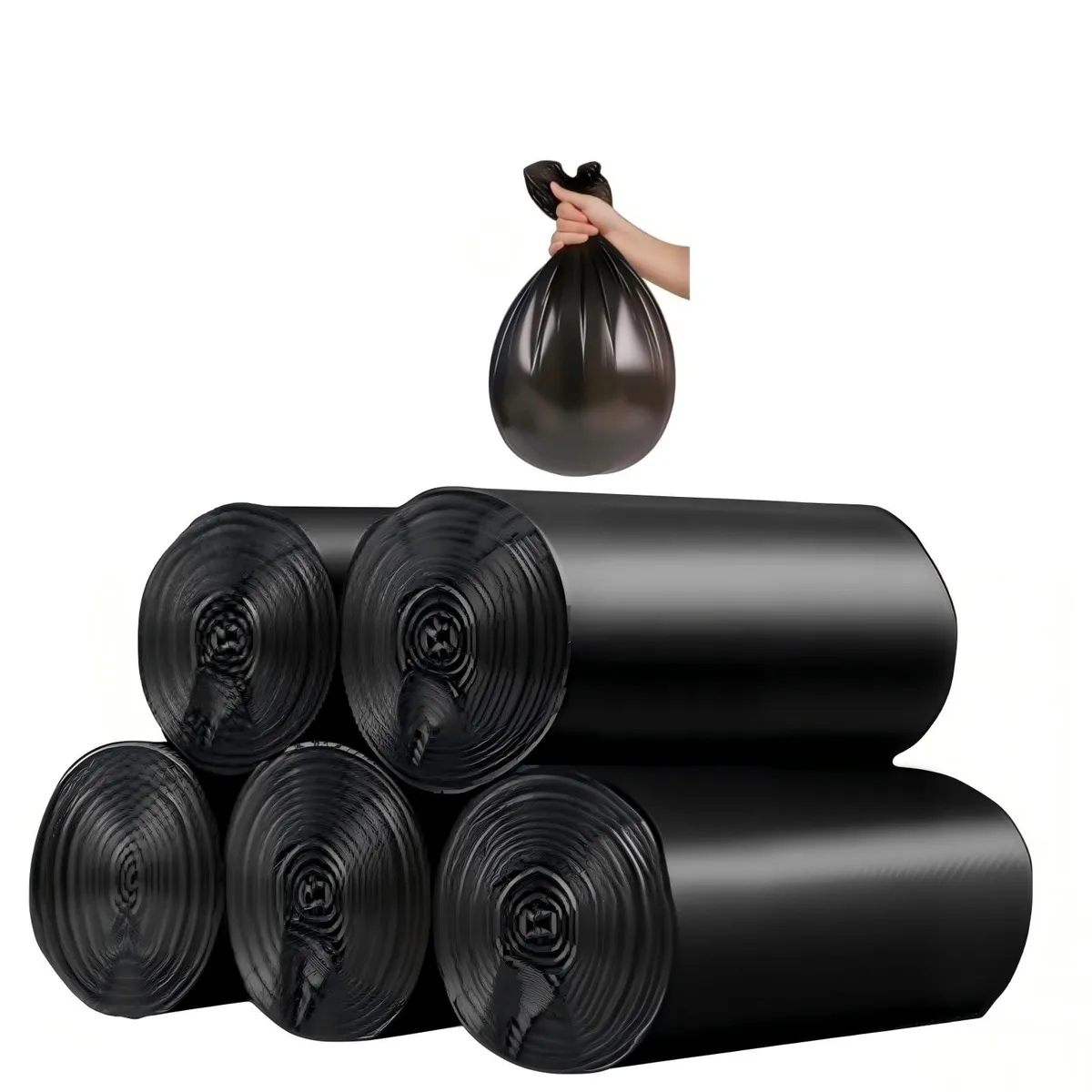Black plastic trash bags flat packed 100 count 4 gallon capacity