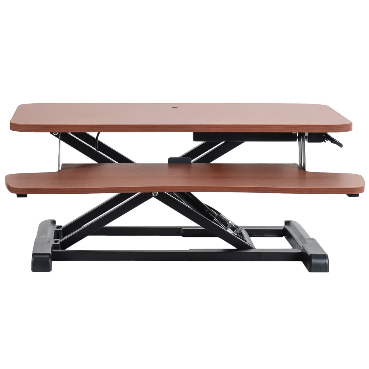 VIVO VIVO Dark Walnut 28" Standing Desk Riser Black Frame — product photo