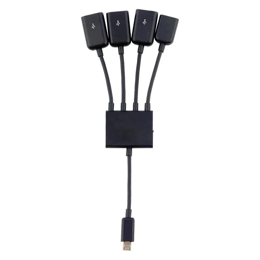 Hetai Tech Hetai Tech 4-Port Micro USB OTG Hub Cable Black — product photo