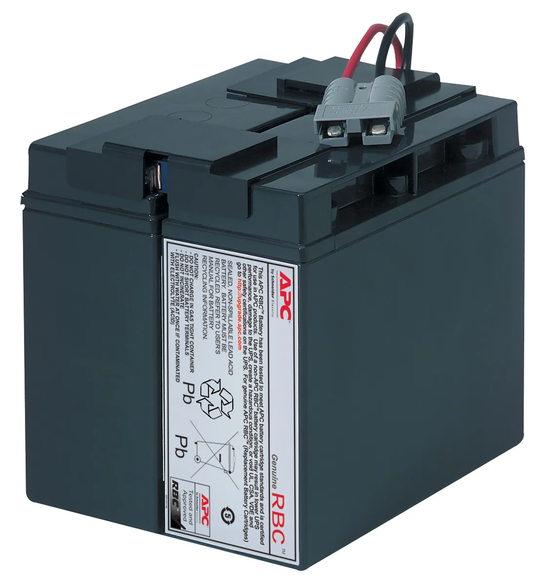 Rectangular lead-acid battery cartridge, black finish, 6.80 h x 6 w x 7.20 d inches