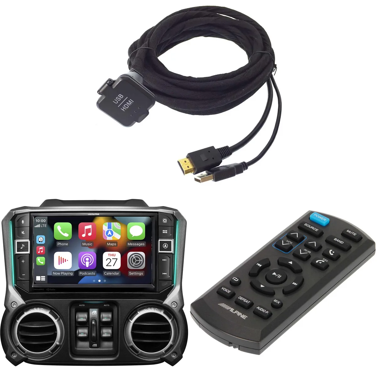 Alpine Alpine i509-WRA-JK 9-Inch Receiver Bundle with KCU-315UH Cable &amp; RUE-4360 Remote for 11-18 Wrangler — product photo