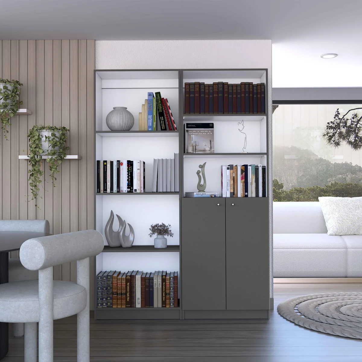 tuphen tuphen 2-piece bookcase set 49" wide 9 shelves matt gray white — product photo